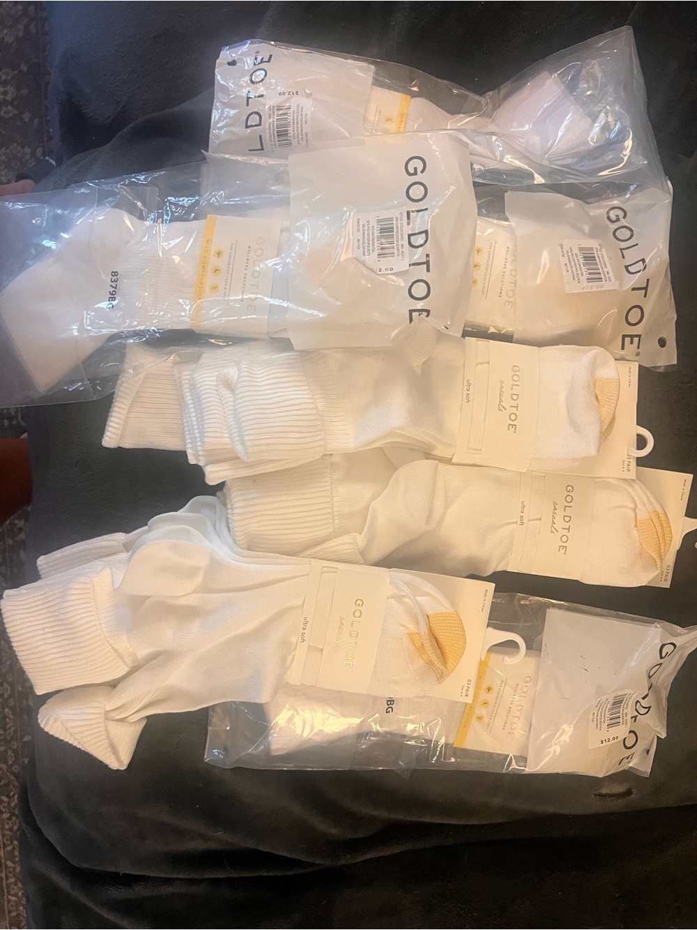 Gold Toe White Athletic Crew Socks with Gold Toe Accent